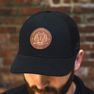 ASA Owl Leather Patch Hat – Black/Black